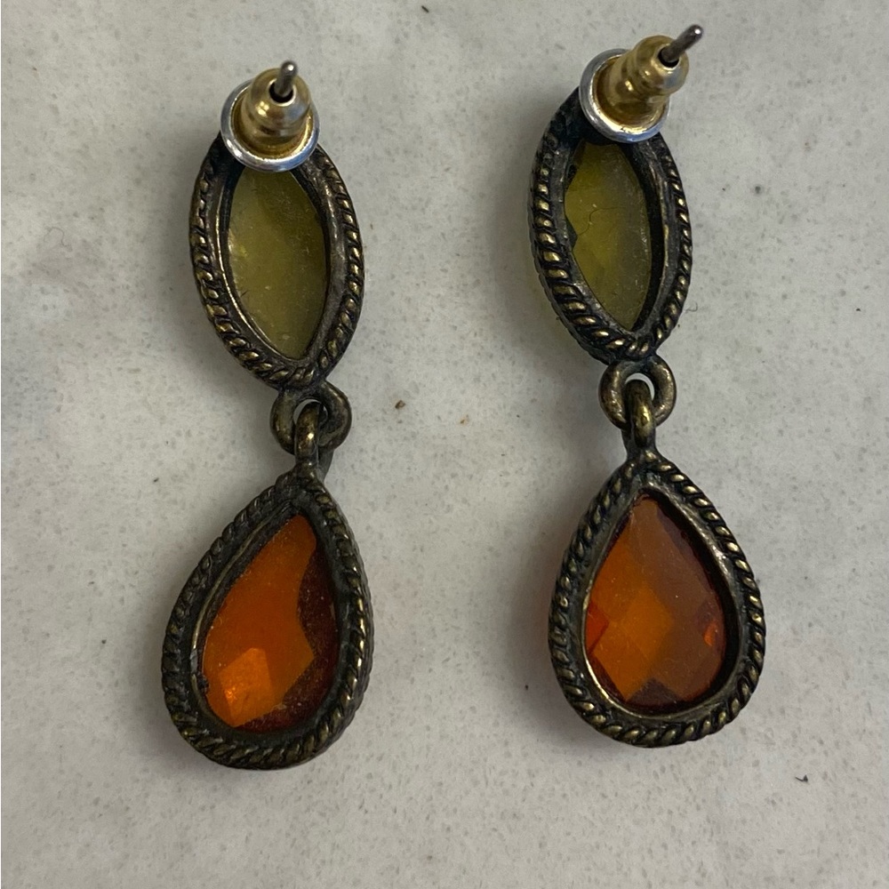 Darling Olive & Amber Daggly Earrings - Picture 2 of 2